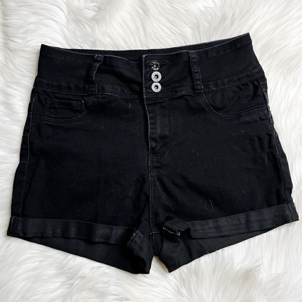 Blue Savvy High Rise Cuffed Shorts Black Size 30